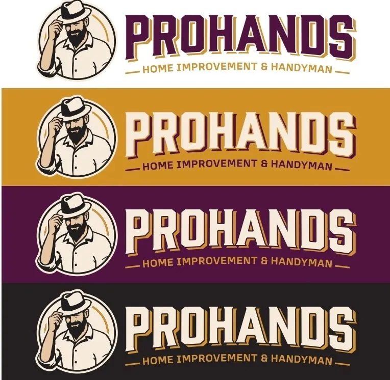 ProHands Home Improvement logo on burgundy